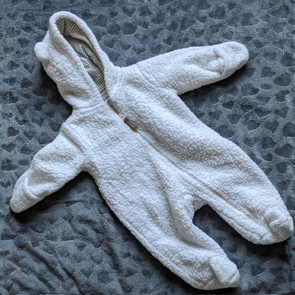 Carter's White Fleece Kids footie snowsuit for newborn baby 3 months
